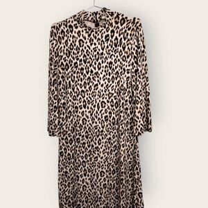 CHICOs Womens Dress Sz 8 Animal Print Black Cream Bodycon Jersey Stretch Glamour